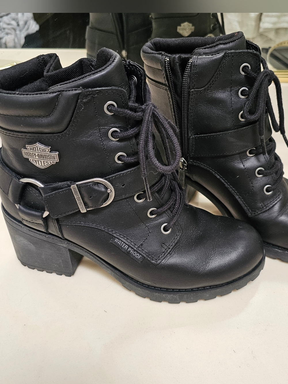Women's Harley Davidson Tegan Lace Up Zipper Boots Size 9